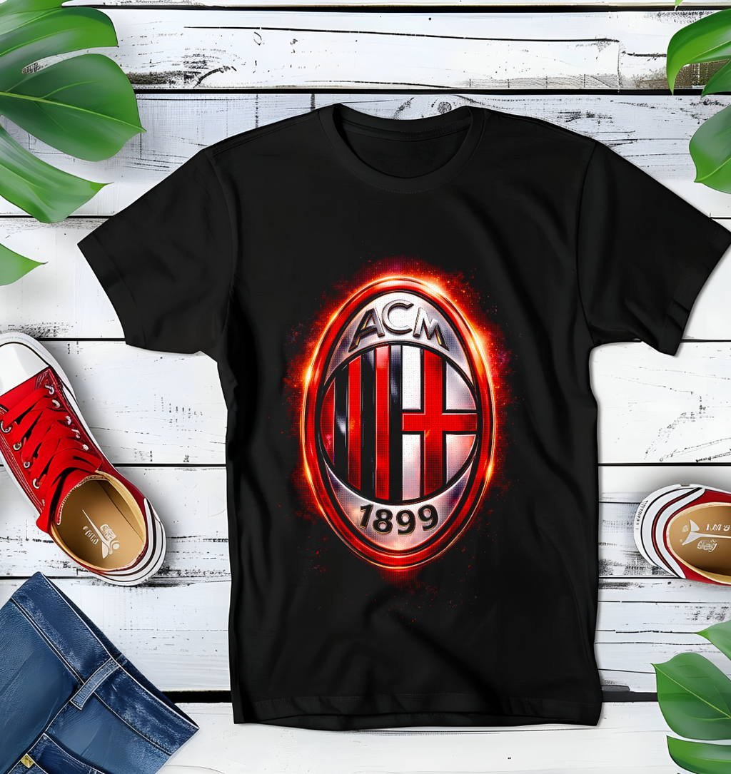 T-shirt noir à demi-teintes AC MILAN