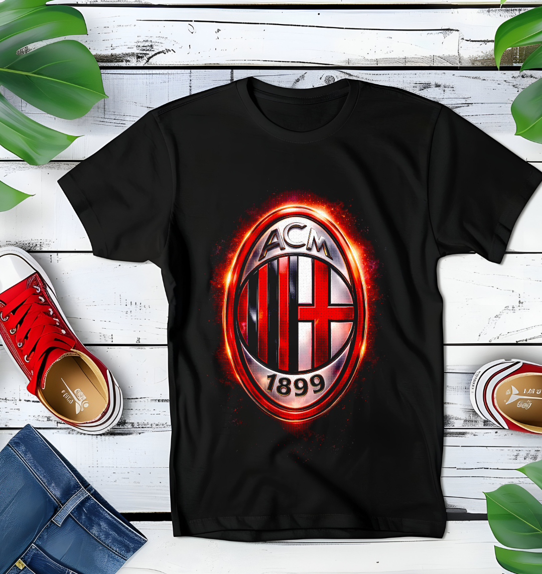 T-shirt noir à demi-teintes AC MILAN