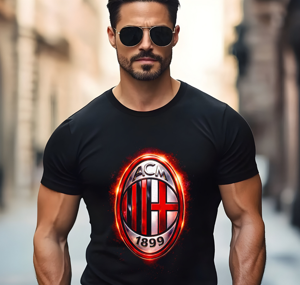 T-shirt noir à demi-teintes AC MILAN
