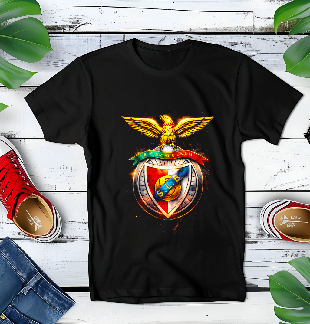 T-shirt noir à demi-teintes BENFICA