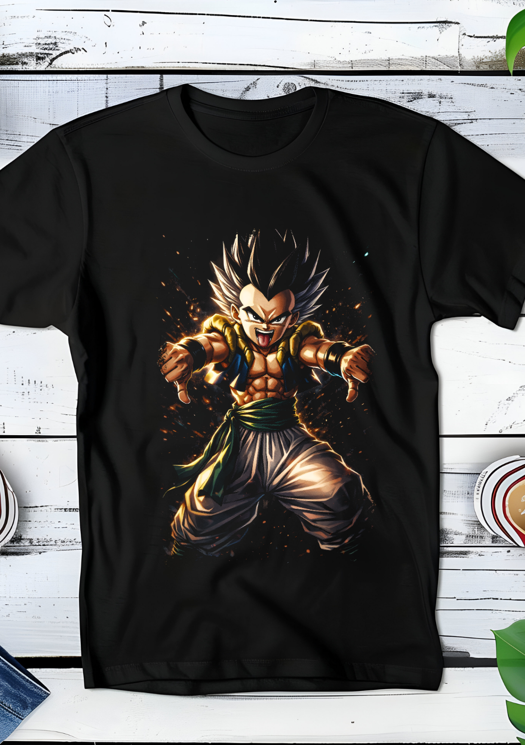 Zwart t-shirt met Halftone Dragon Ball print nummer 001