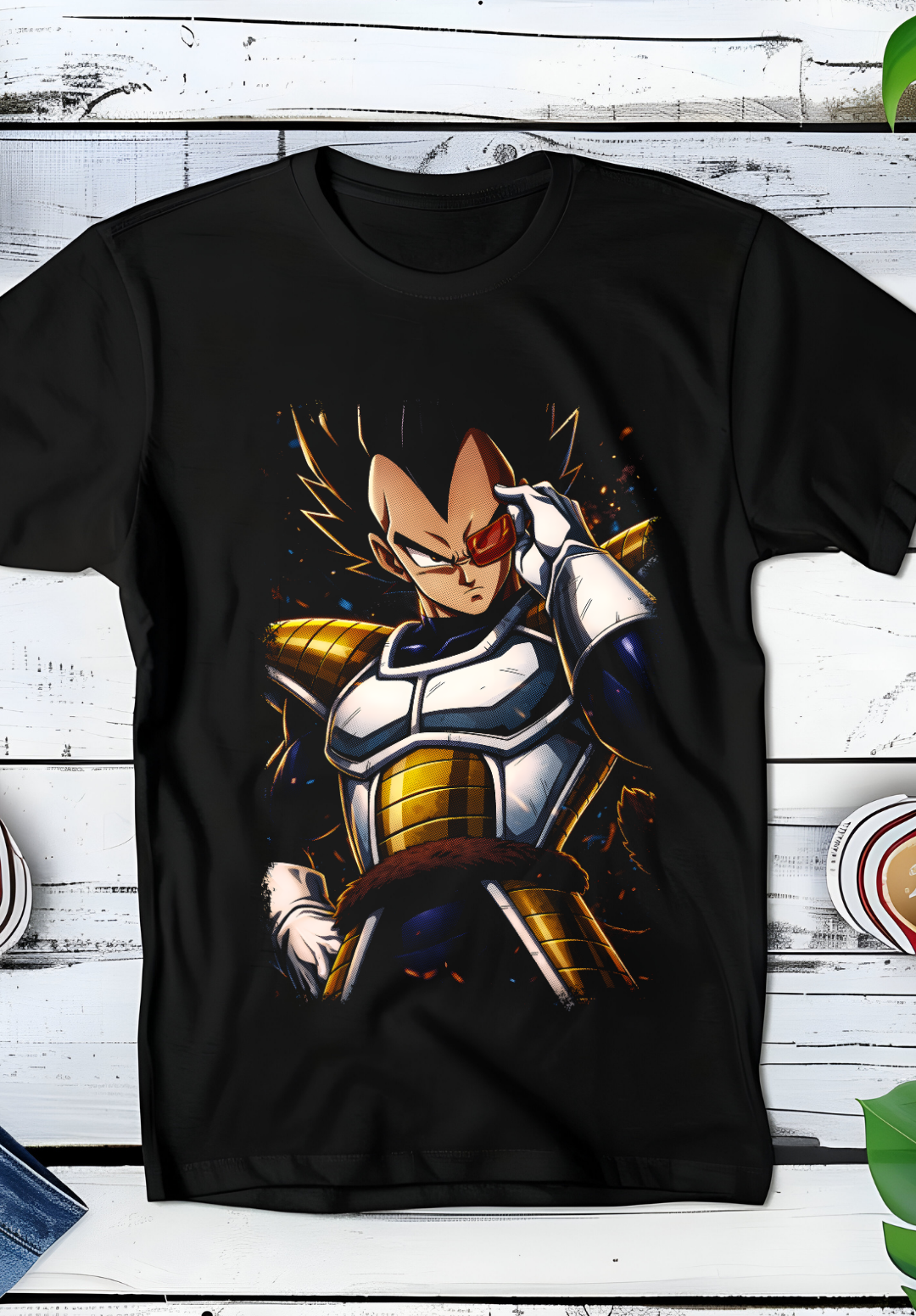 Zwart t-shirt met Halftone Dragon Ball print nummer 002