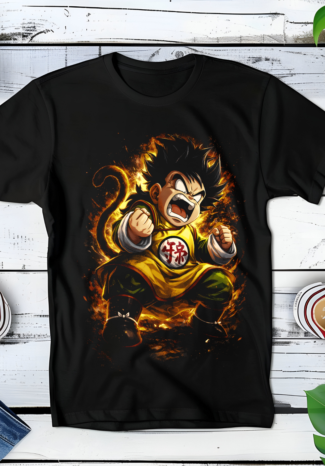 Zwart t-shirt met Halftone Dragon Ball print nummer 005