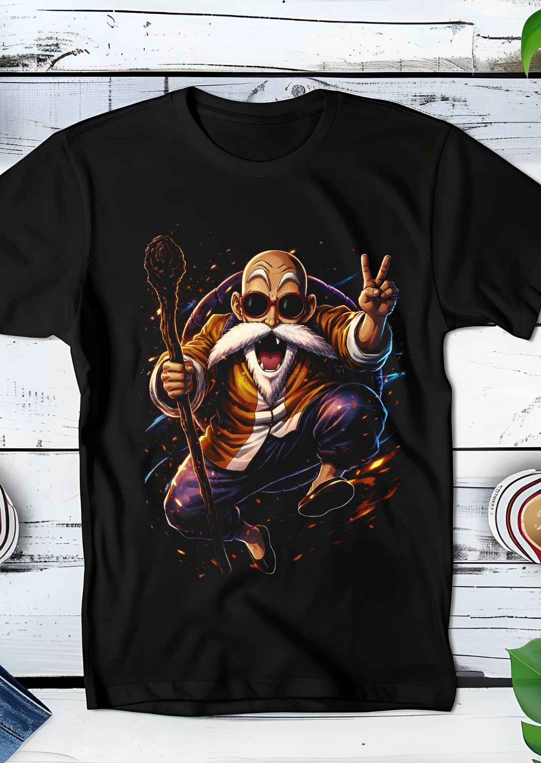 Zwart t-shirt met Halftone Dragon Ball print nummer 006
