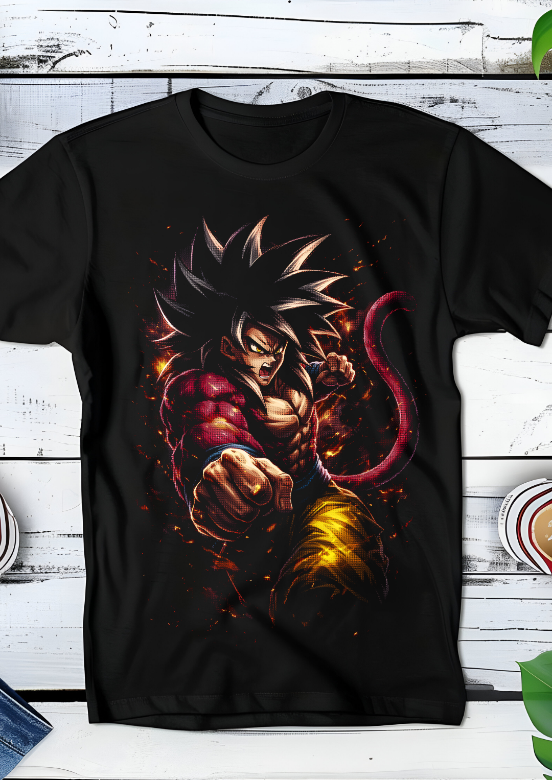 Zwart t-shirt met Halftone Dragon Ball print nummer 008
