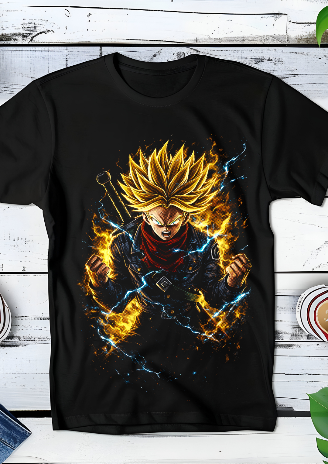 Zwart t-shirt met Halftone Dragon Ball print nummer 009
