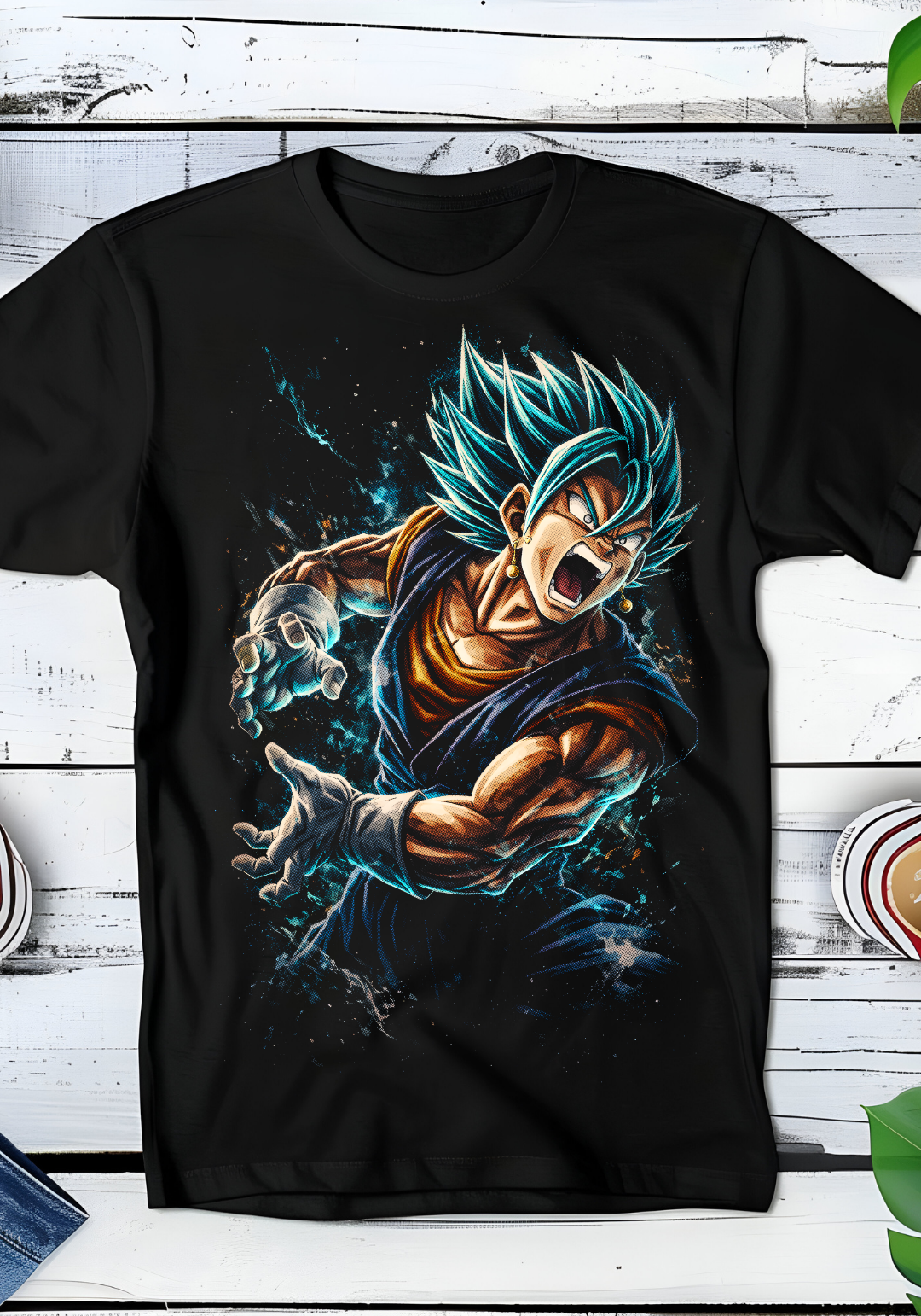 Zwart t-shirt met Halftone Dragon Ball print nummer 012