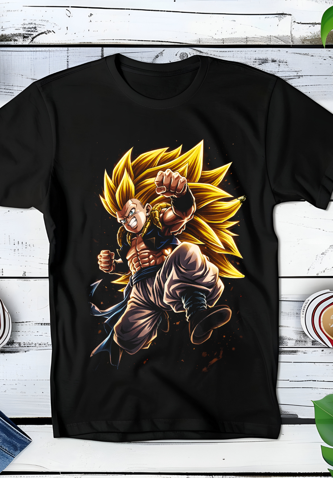 Zwart t-shirt met Halftone Dragon Ball print nummer 014