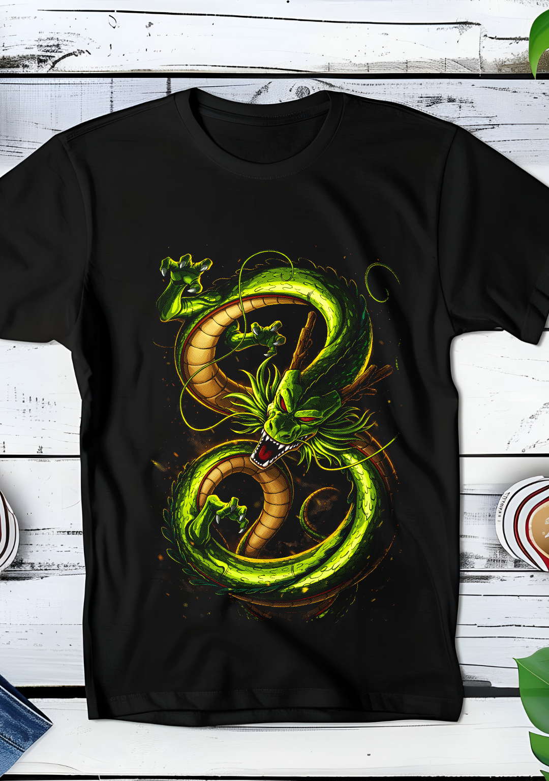 Zwart t-shirt met Halftone Dragon Ball print nummer 015