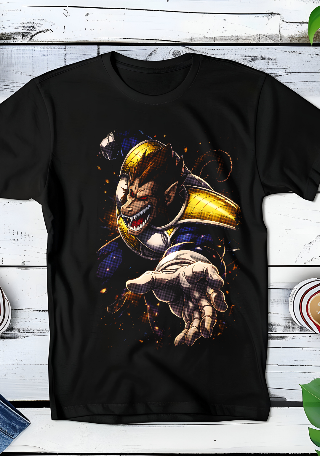 Zwart t-shirt met Halftone Dragon Ball print nummer 016