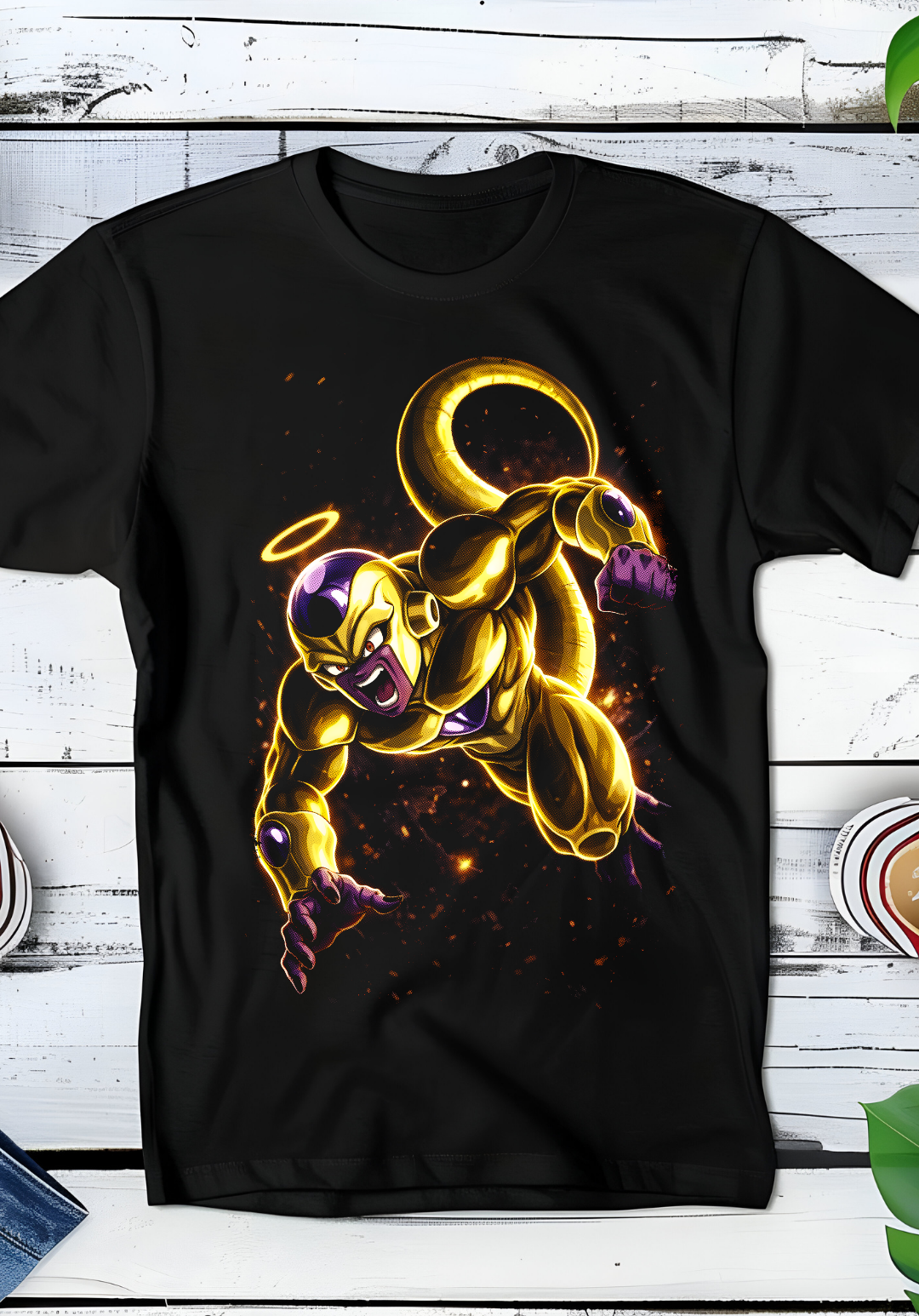 Zwart t-shirt met Halftone Dragon Ball print nummer 017