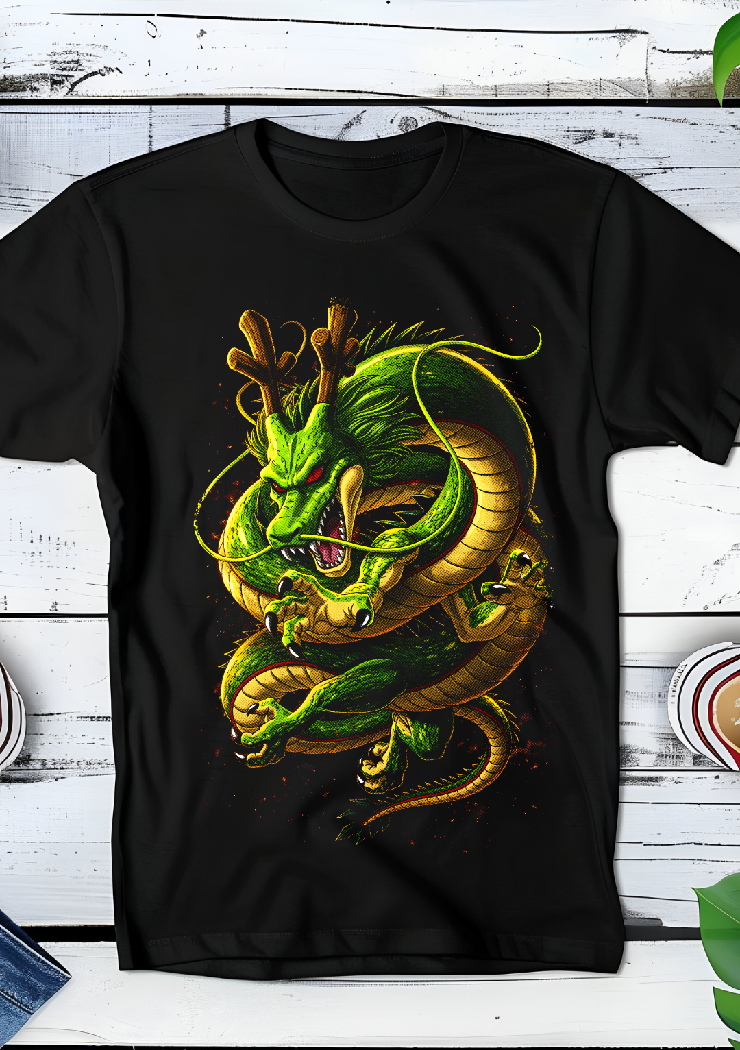 Zwart t-shirt met Halftone Dragon Ball print nummer 018