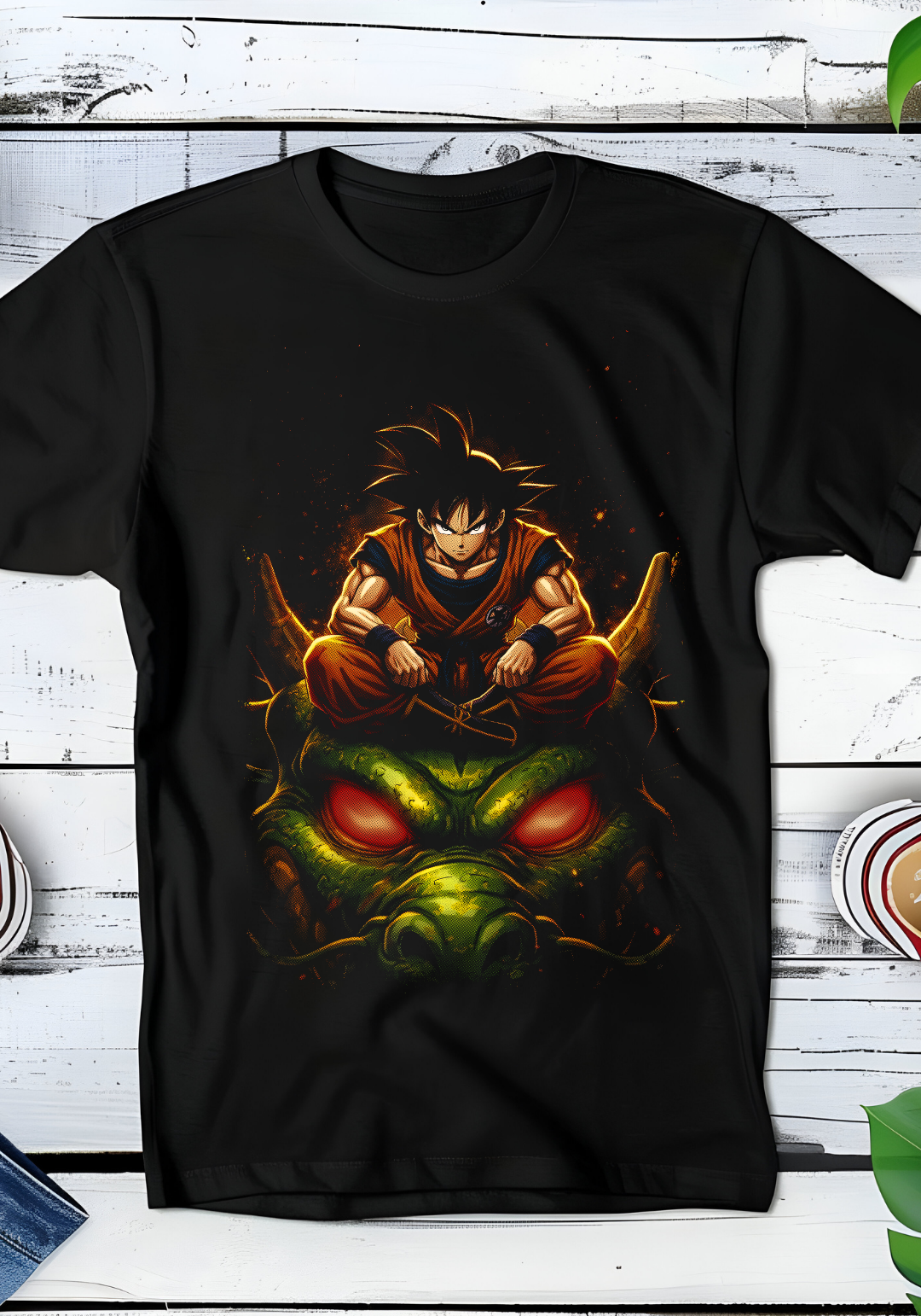 Zwart t-shirt met Halftone Dragon Ball print nummer 019