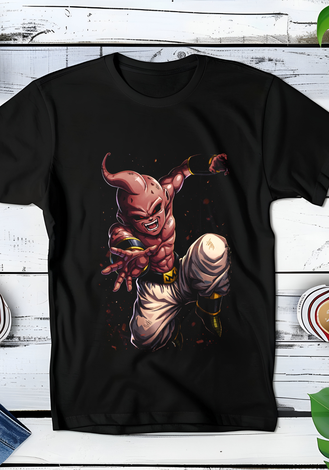 Zwart t-shirt met Halftone Dragon Ball print nummer 020
