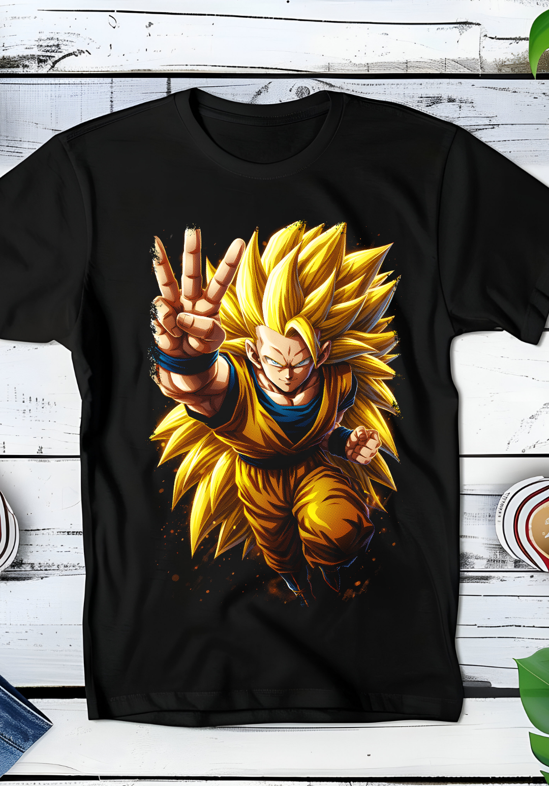 Zwart t-shirt met Halftone Dragon Ball print nummer 021