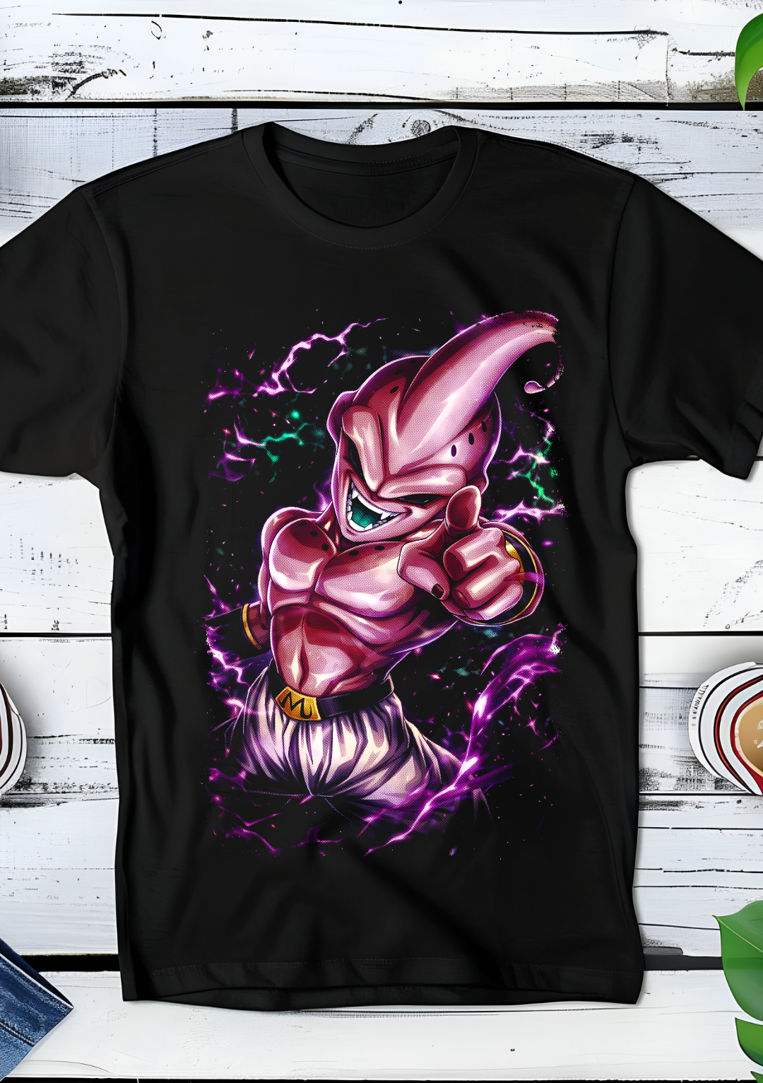Zwart t-shirt met Halftone Dragon Ball print nummer 023
