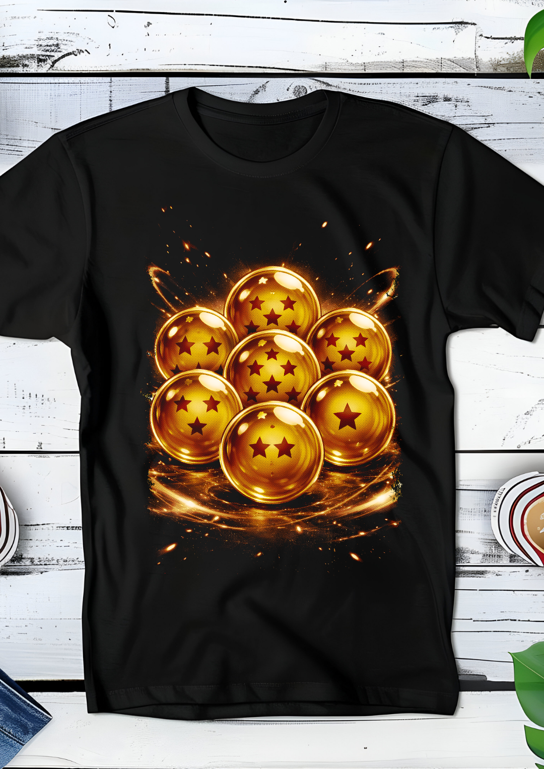 Zwart t-shirt met Halftone Dragon Ball print nummer 024