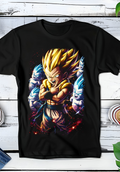 Zwart t-shirt met Halftone Dragon Ball print nummer 025