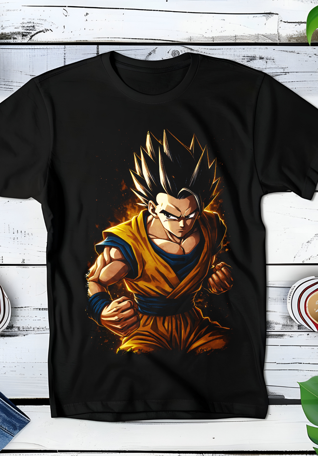 Zwart t-shirt met Halftone Dragon Ball print nummer 026