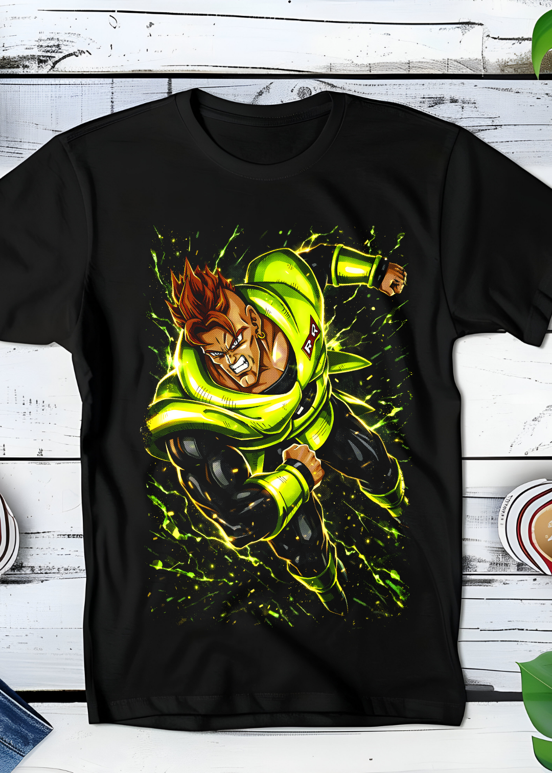 Zwart t-shirt met Halftone Dragon Ball print nummer 027