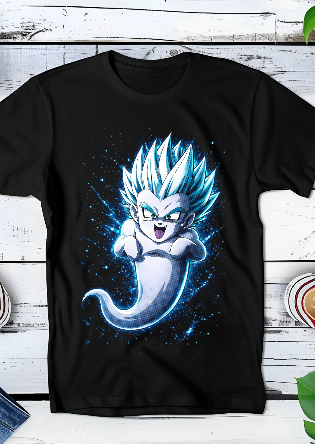Zwart t-shirt met Halftone Dragon Ball print nummer 042