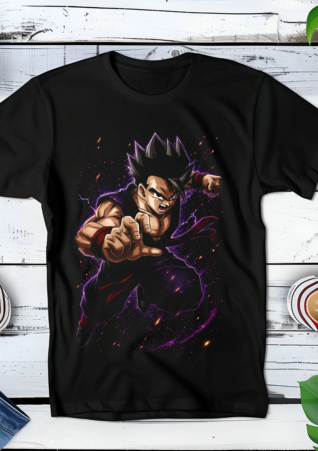 Zwart t-shirt met Halftone Dragon Ball print nummer 048