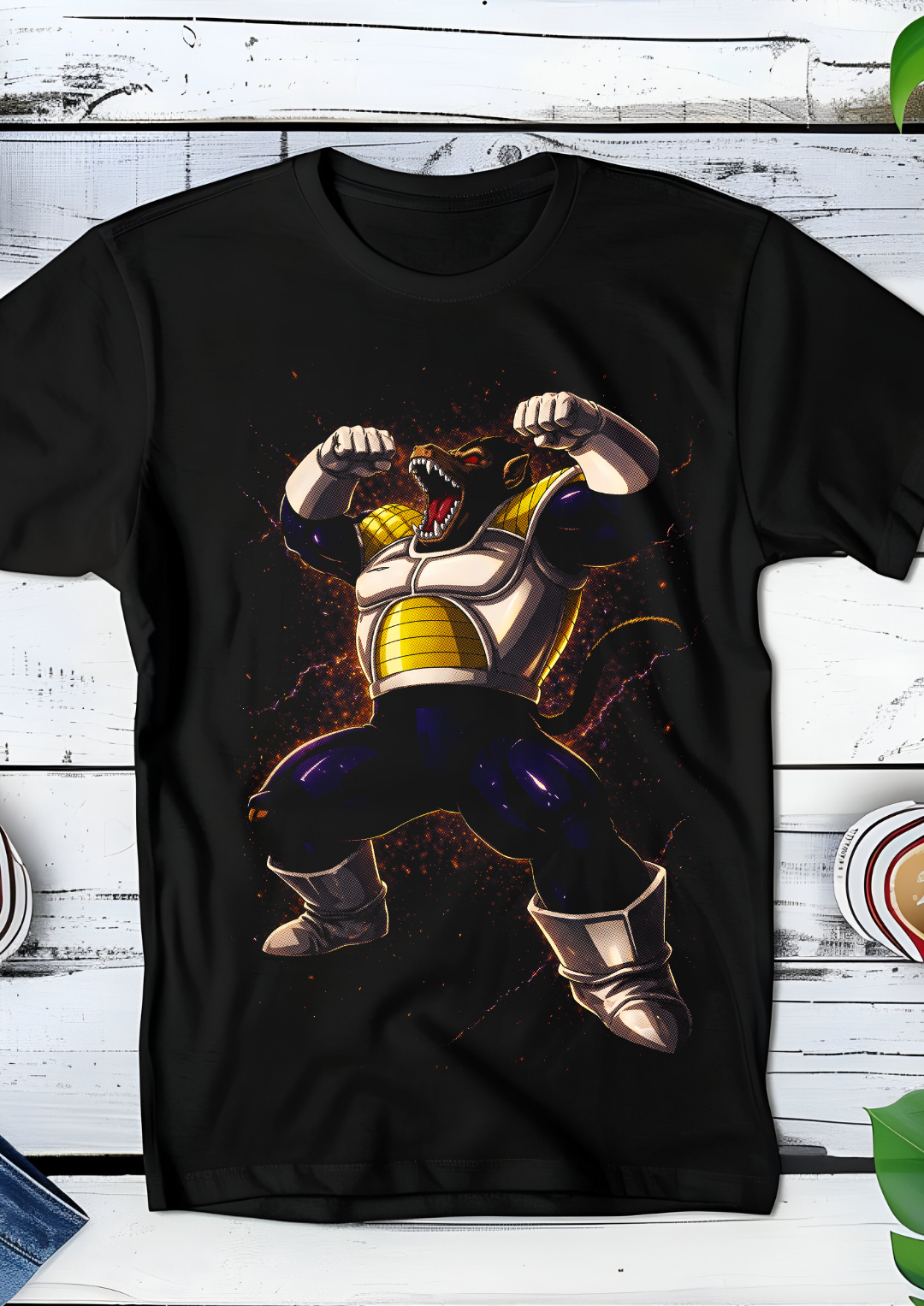 Zwart t-shirt met Halftone Dragon Ball print nummer 050