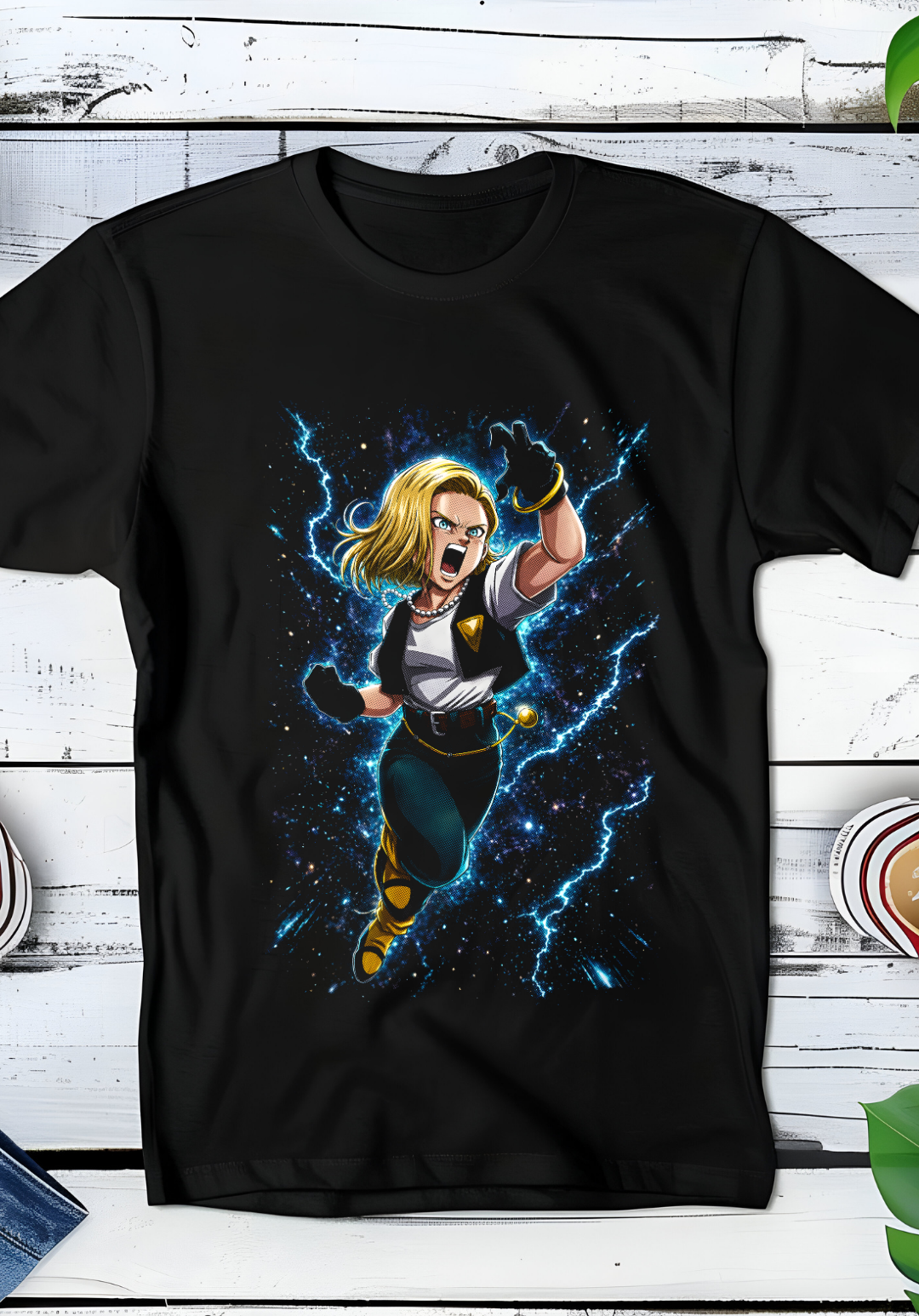 Zwart t-shirt met Halftone Dragon Ball print nummer 054
