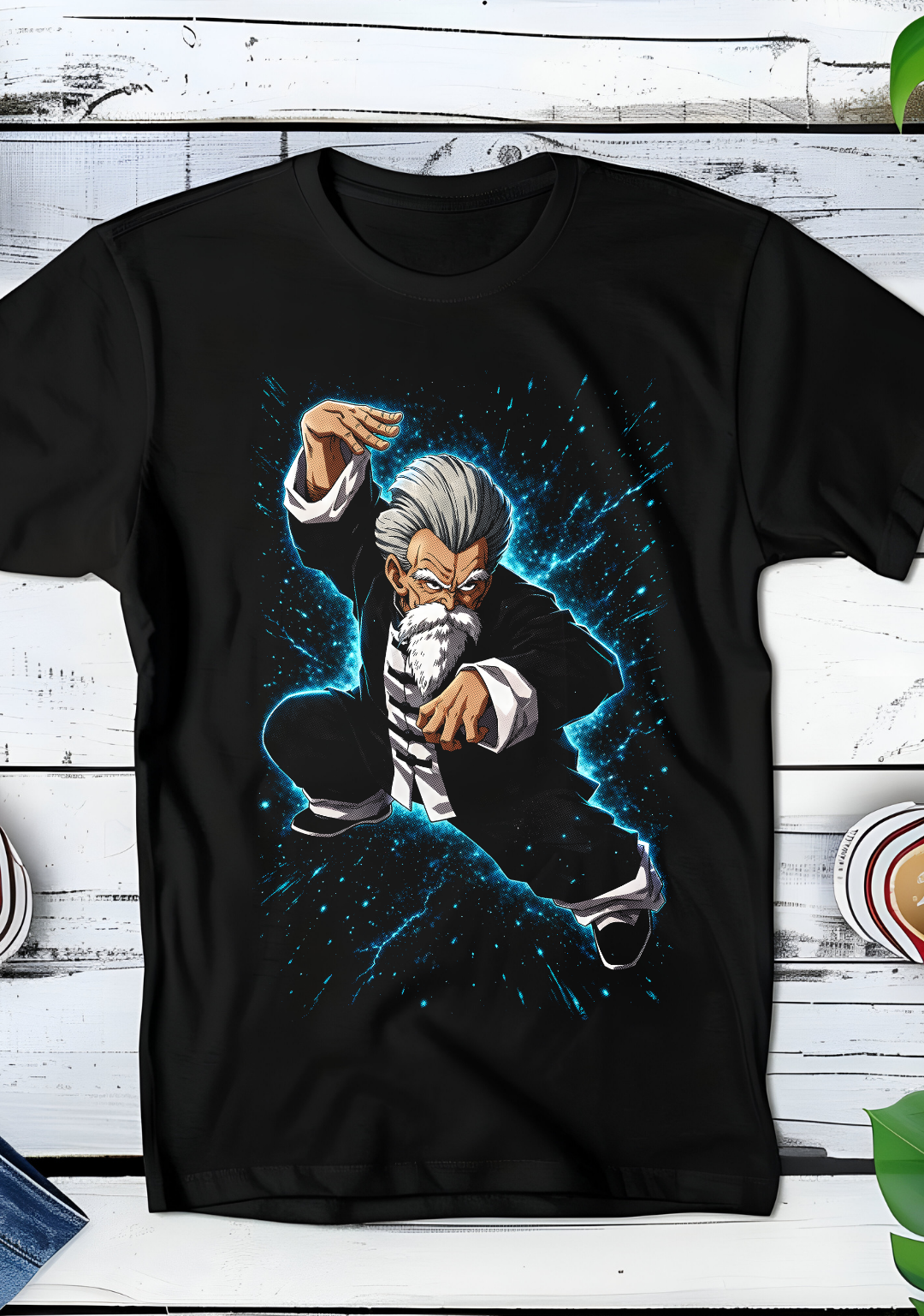 Zwart t-shirt met Halftone Dragon Ball print nummer 055