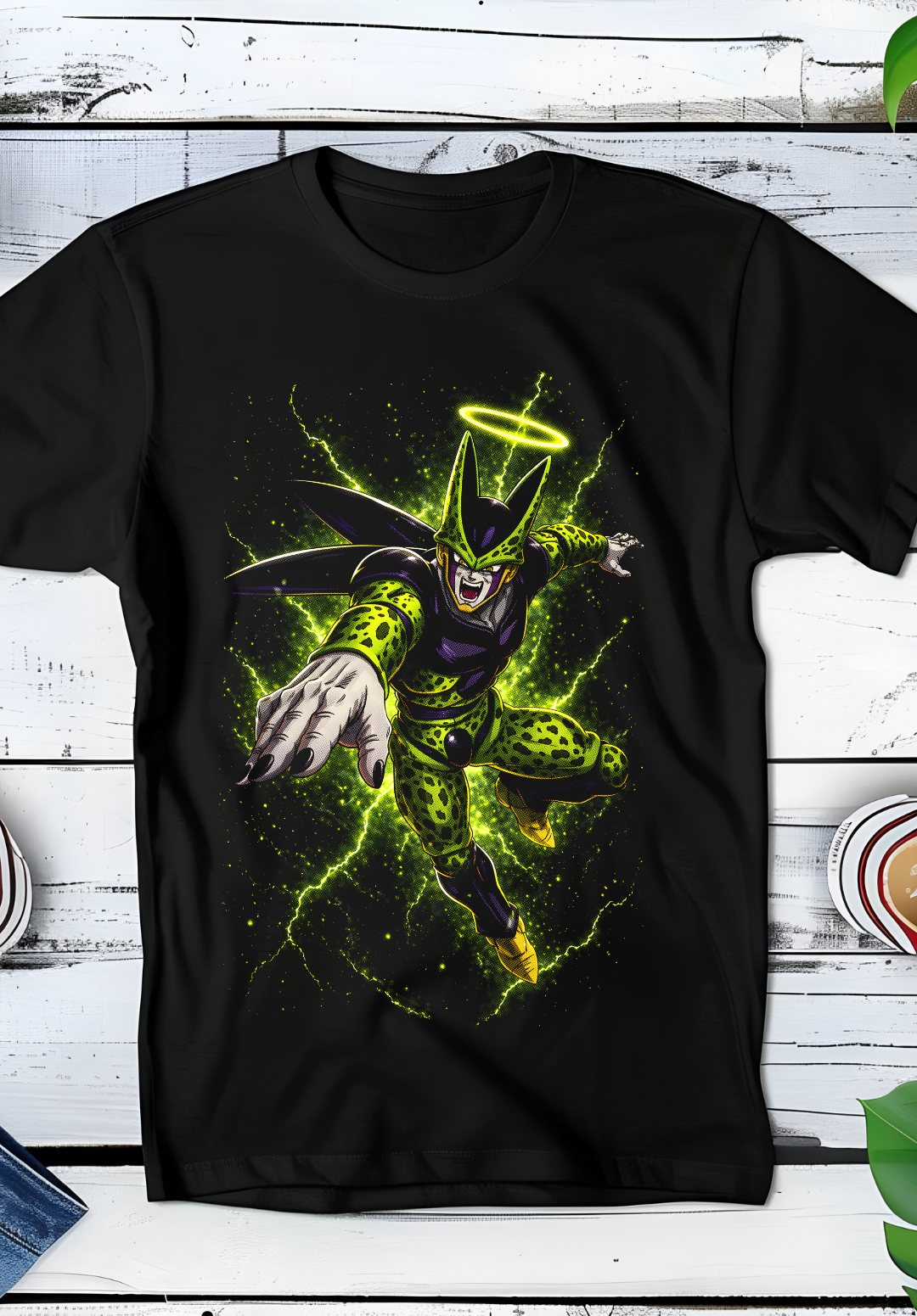 Zwart t-shirt met Halftone Dragon Ball print nummer 057