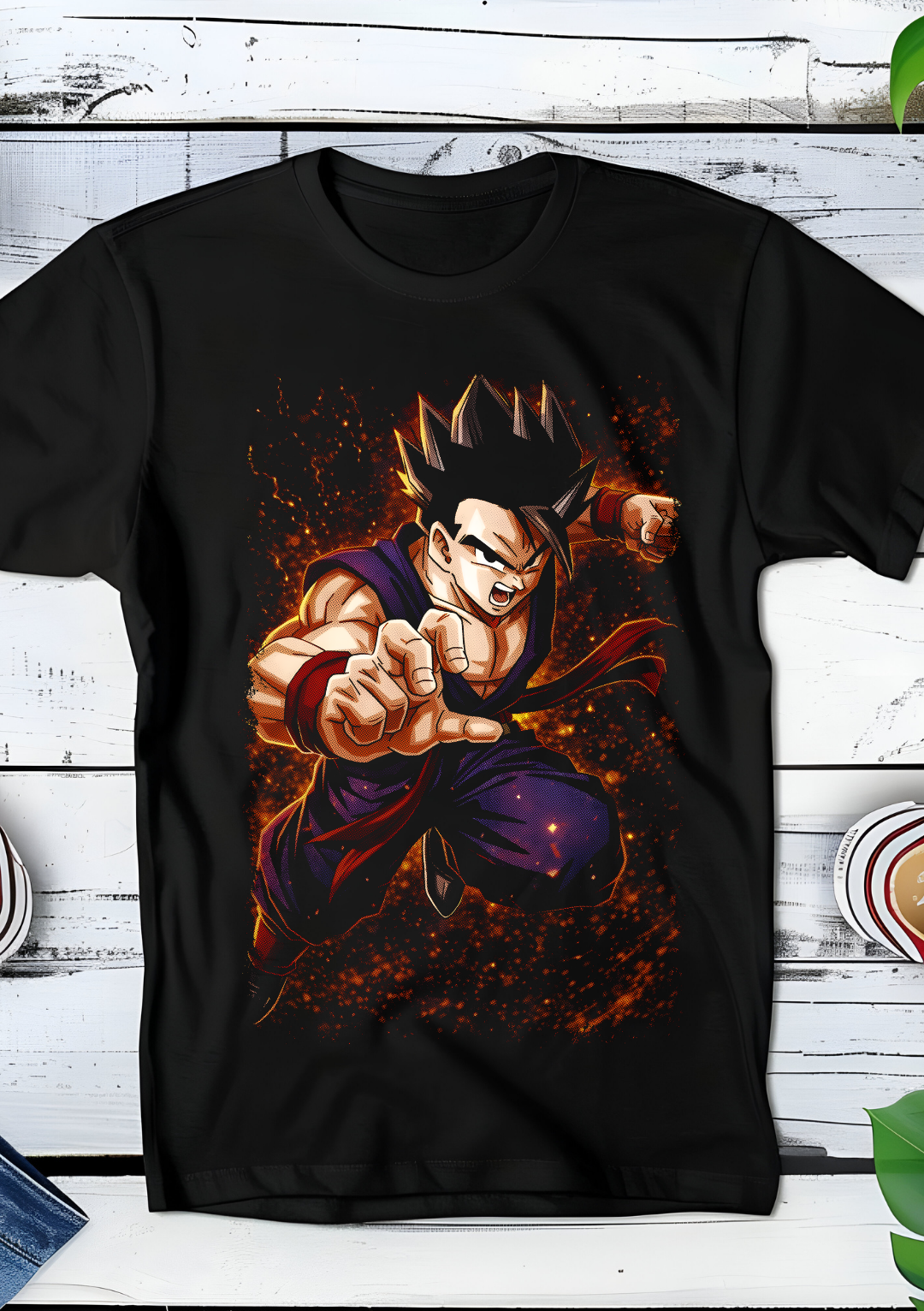 Zwart t-shirt met Halftone Dragon Ball print nummer 061