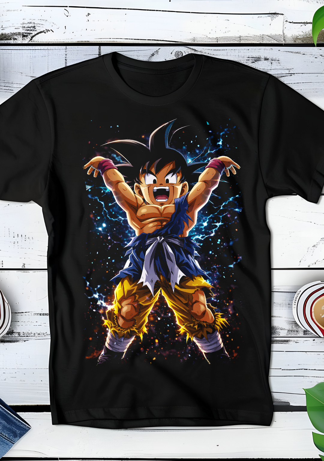 Zwart t-shirt met Halftone Dragon Ball print nummer 063
