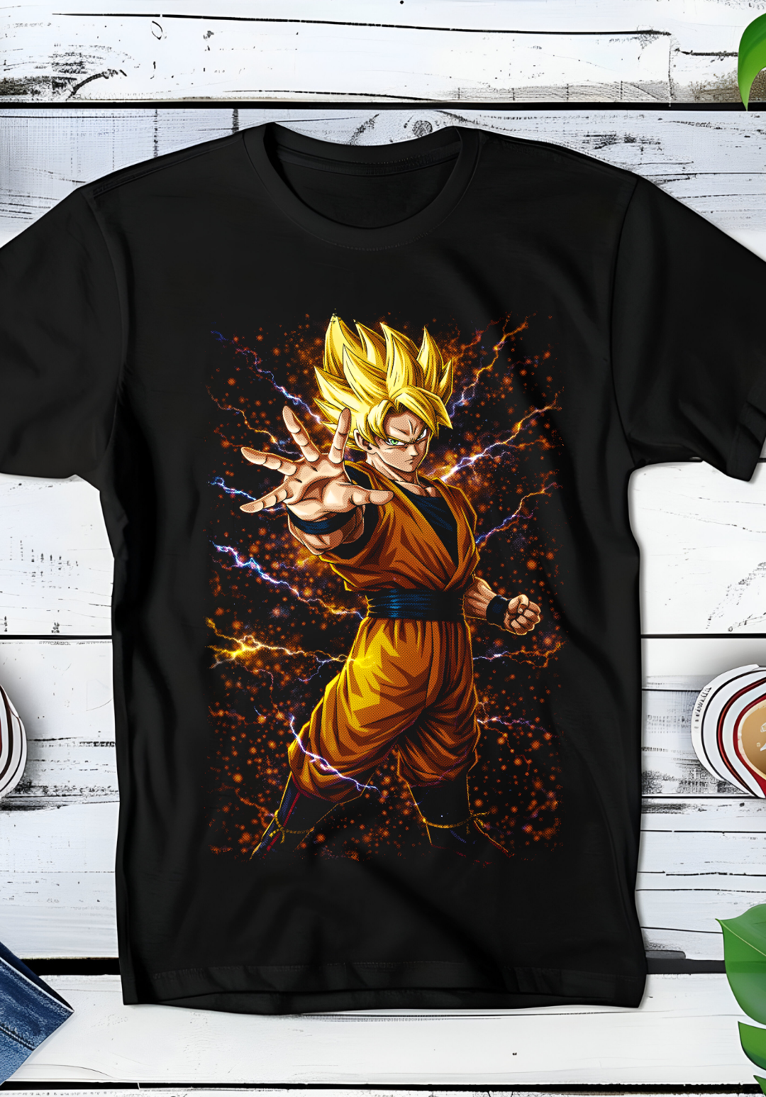 Zwart t-shirt met Halftone Dragon Ball print nummer 064