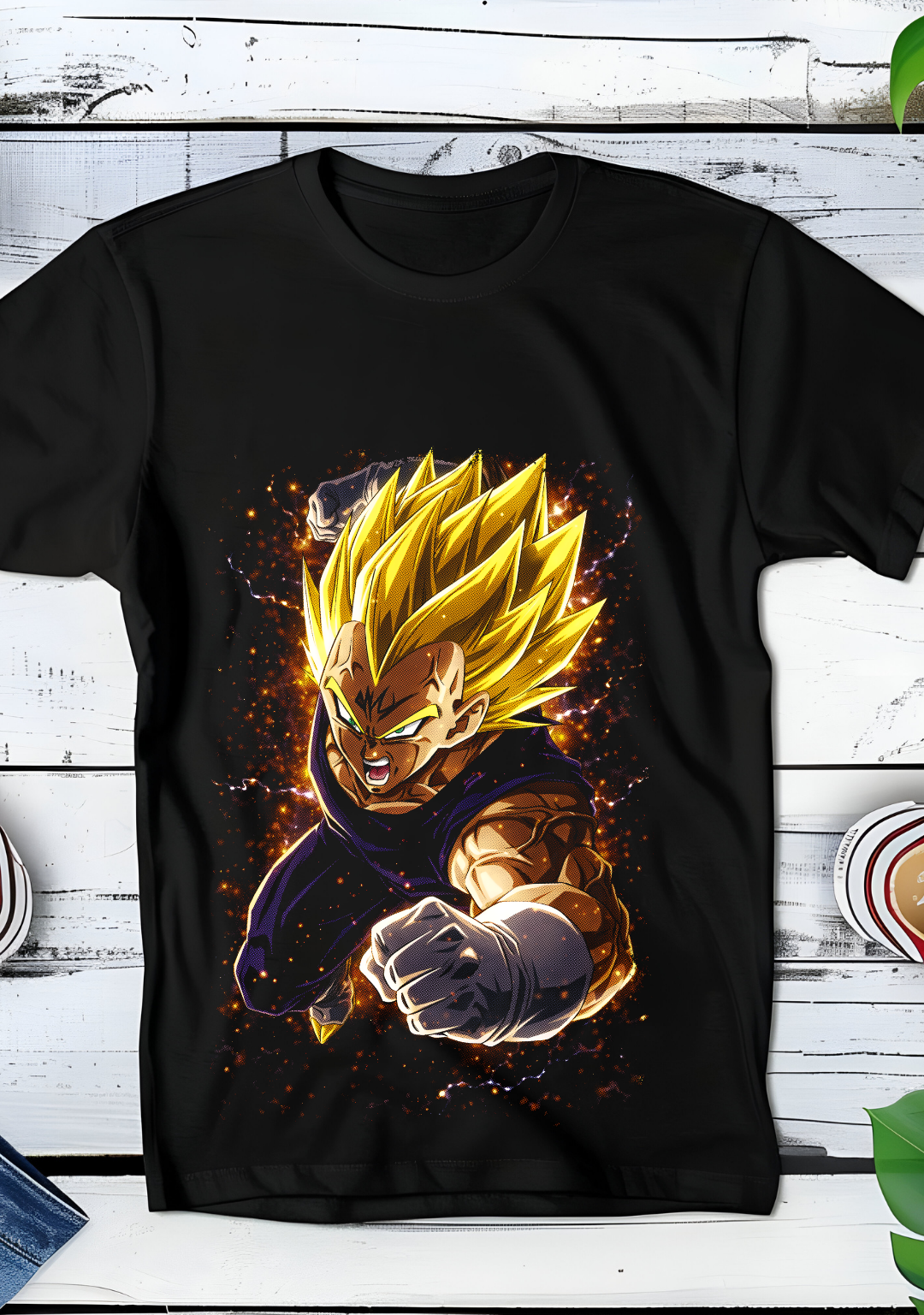 Zwart t-shirt met Halftone Dragon Ball print nummer 066