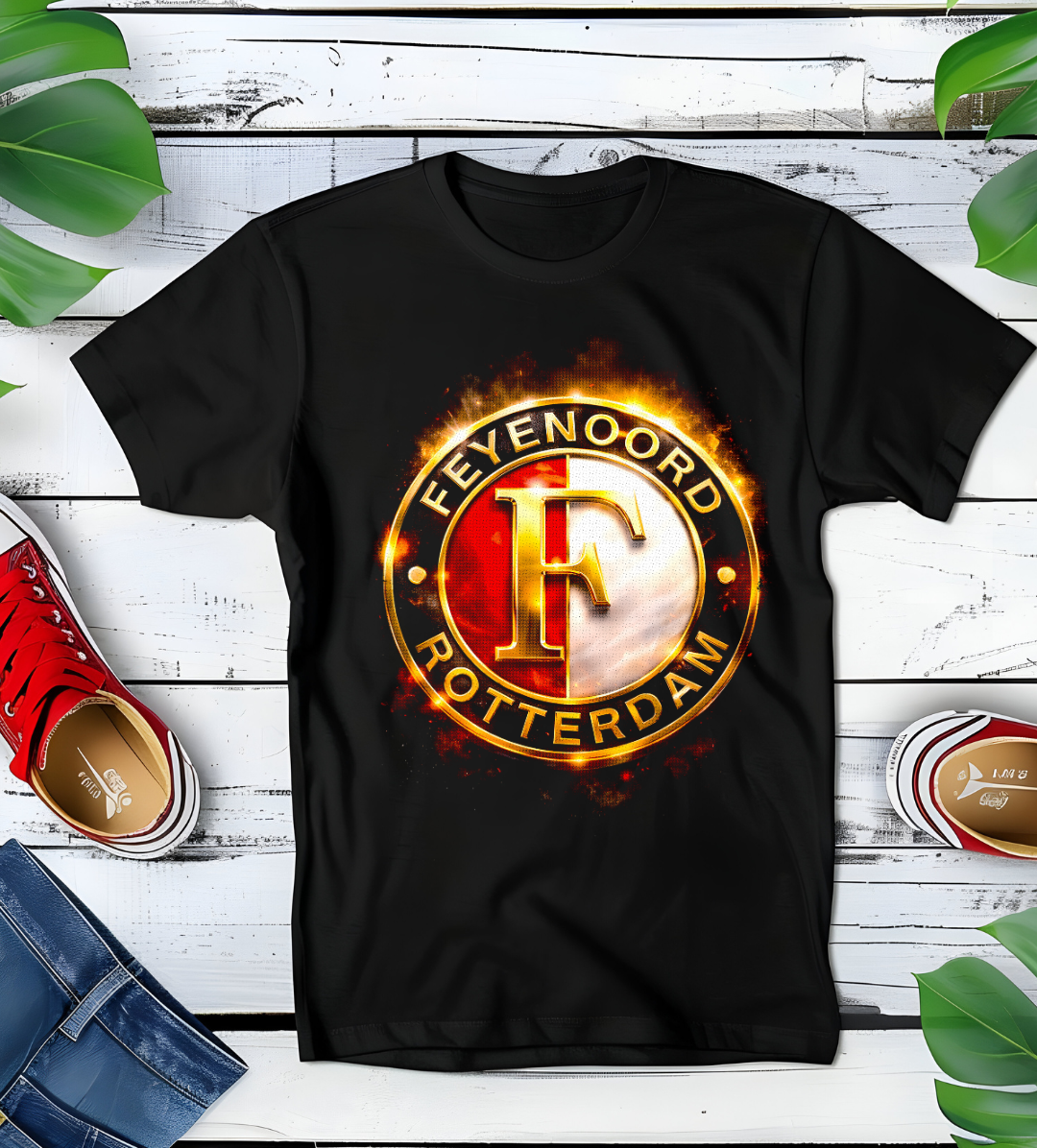 T-shirt noir à demi-teintes Feyenoord