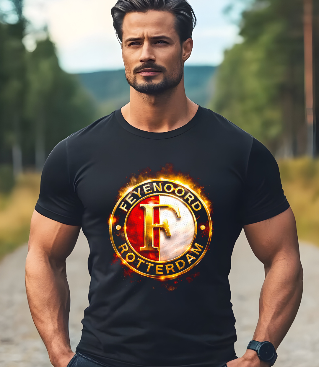 T-shirt noir à demi-teintes Feyenoord