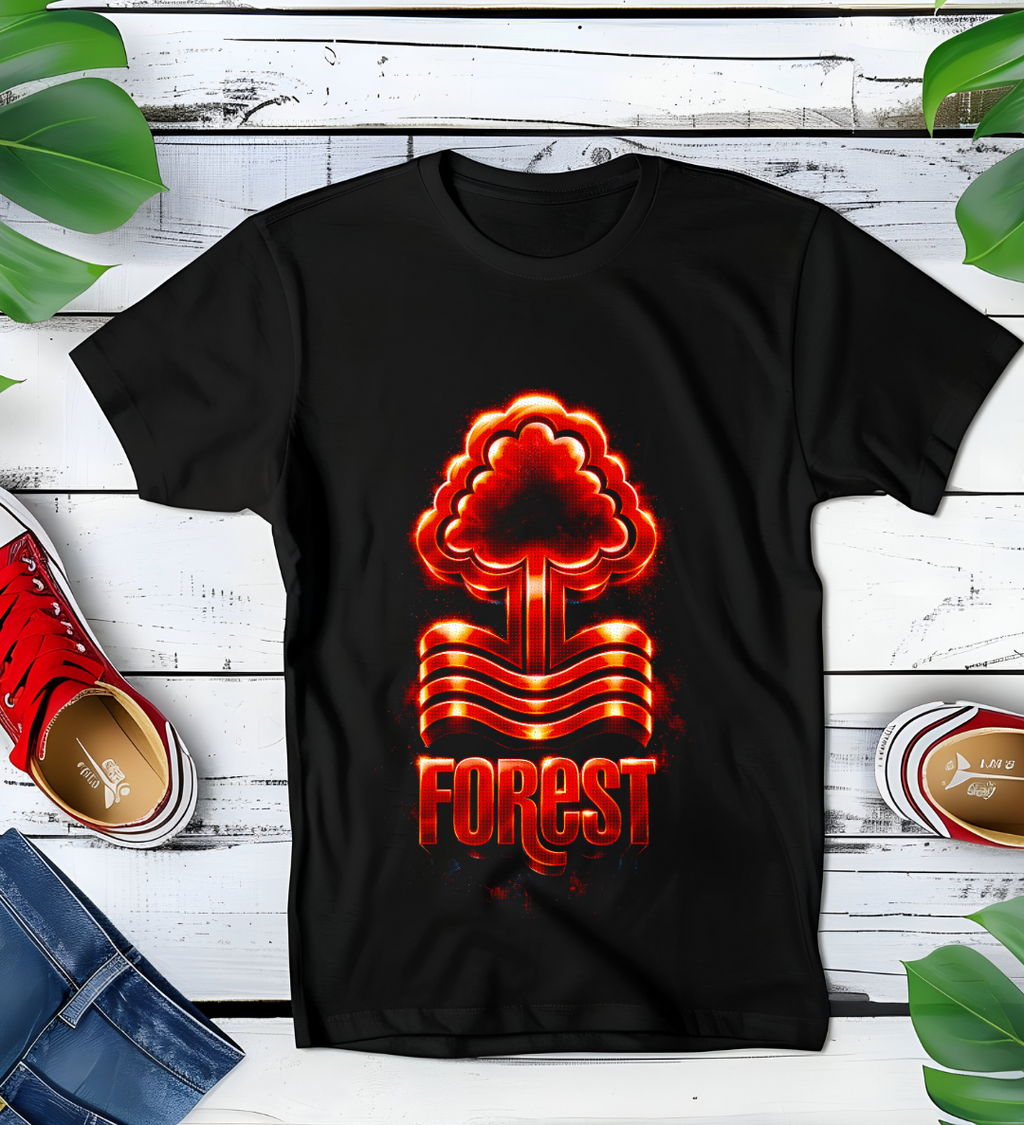 T-shirt noir en demi-teintes à motif FOREST 