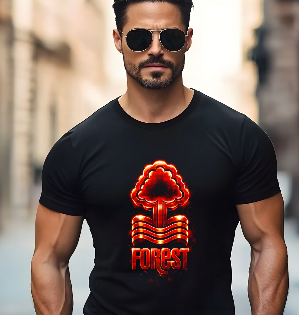 T-shirt noir en demi-teintes à motif FOREST 