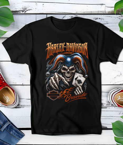 Zwart halftone Harley Davidson T-shirt HD046 - Myra Works
