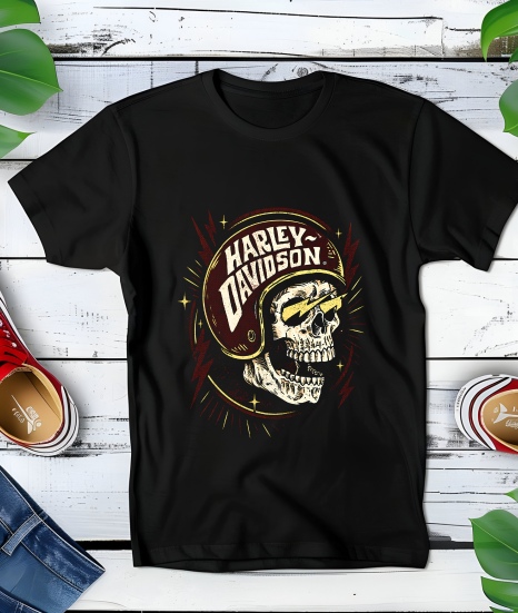 Zwart halftone Harley Davidson T-shirt HD052 - Myra Works