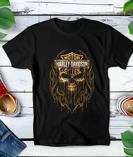 Zwart halftone Harley Davidson T-shirt HD057 - Myra Works