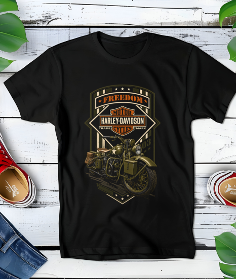 Zwart halftone Harley Davidson T-shirt HD058 - Myra Works
