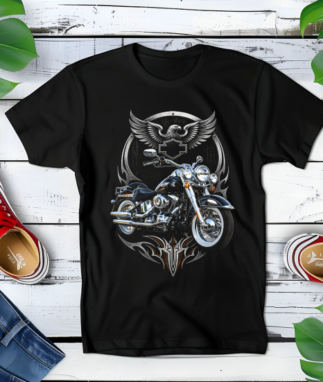 Zwart halftone Harley Davidson T-shirt HD059 - Myra Works