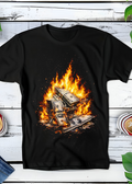 T-shirt noir à motif demi-teinte Old Money Money on Fire OM002