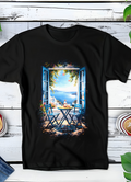 T-shirt noir à effet demi-teinte Old Money Sea View OM005
