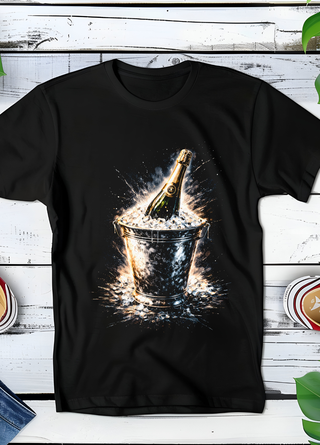 T-shirt noir à effet demi-teinte Old Money Champagne OM006