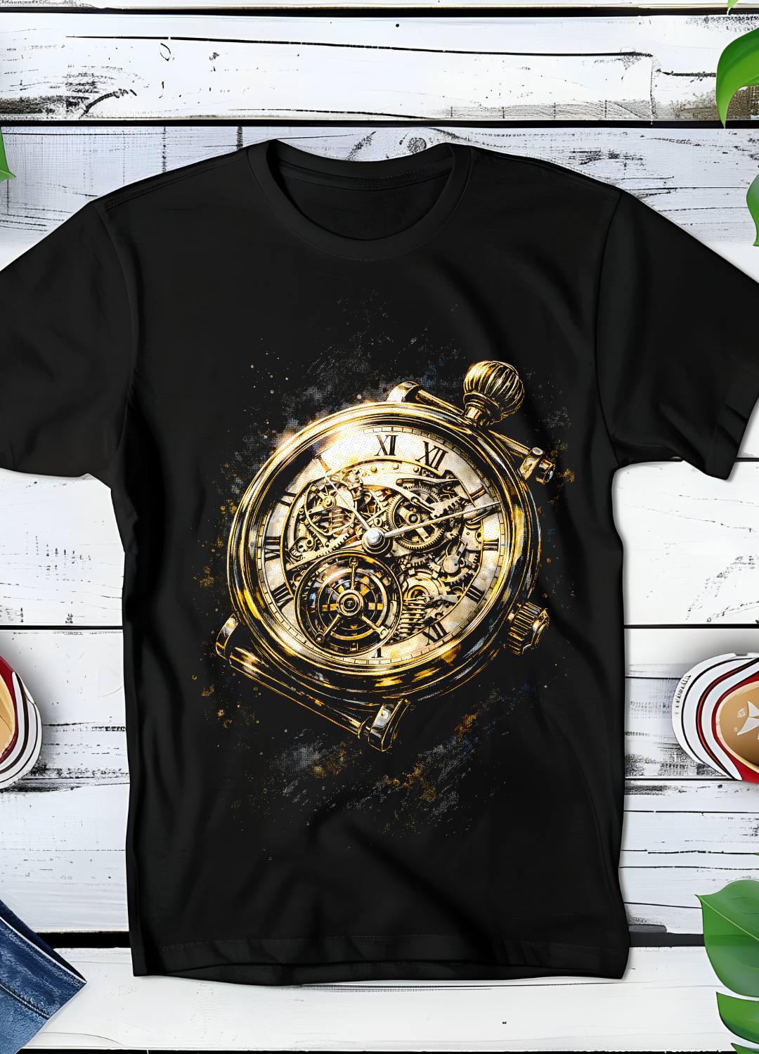 T-shirt noir en demi-teintes Old Money Vieille Montre OM010