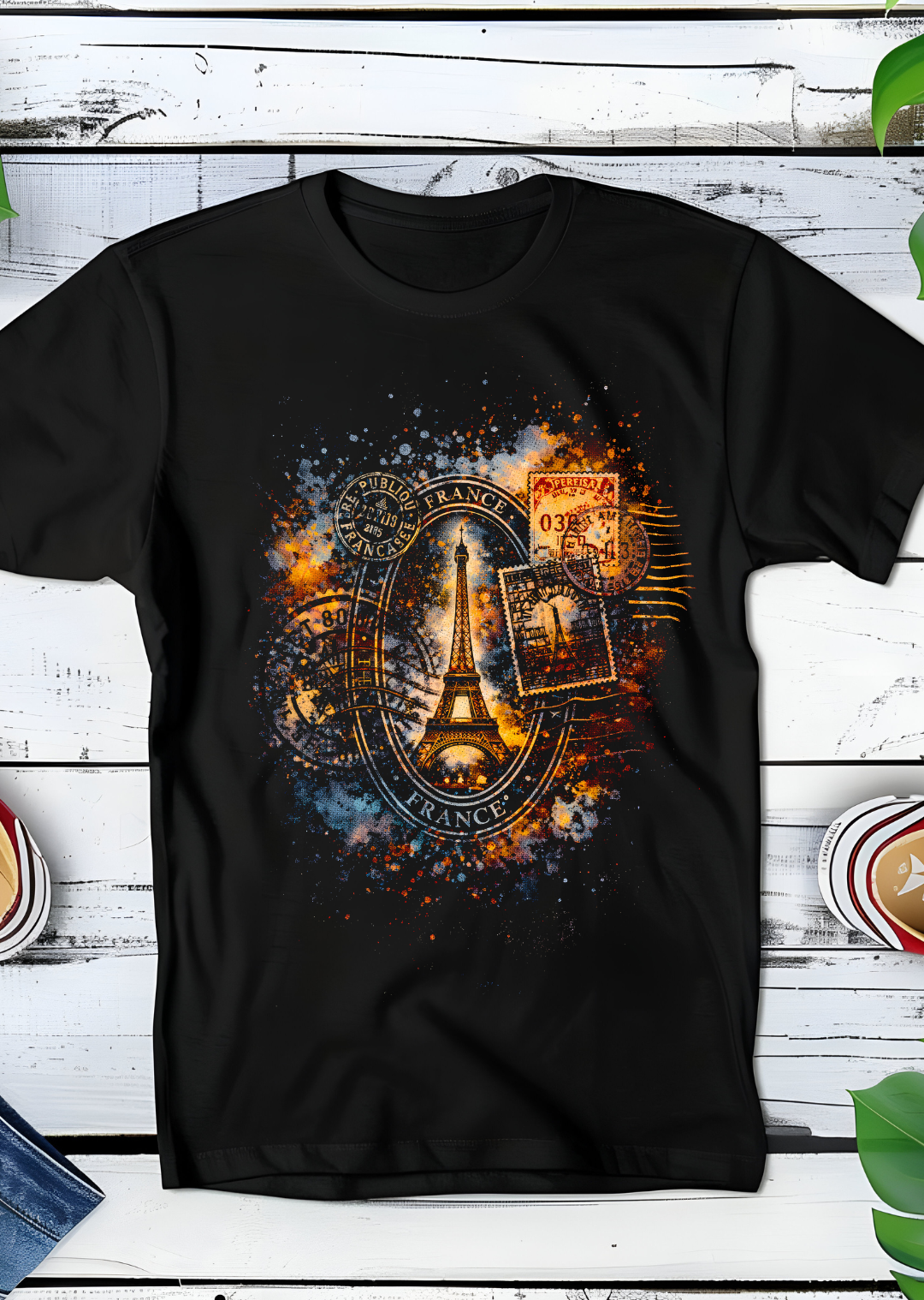 T-shirt noir en demi-teintes Old Money - Paris - OM011