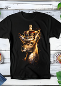 T-shirt noir à motif demi-teinte Old Money - Cerf avec couronne - OM013