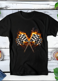 T-shirt noir avec motif demi-teinte Old Money - Drapeau de course - OM014